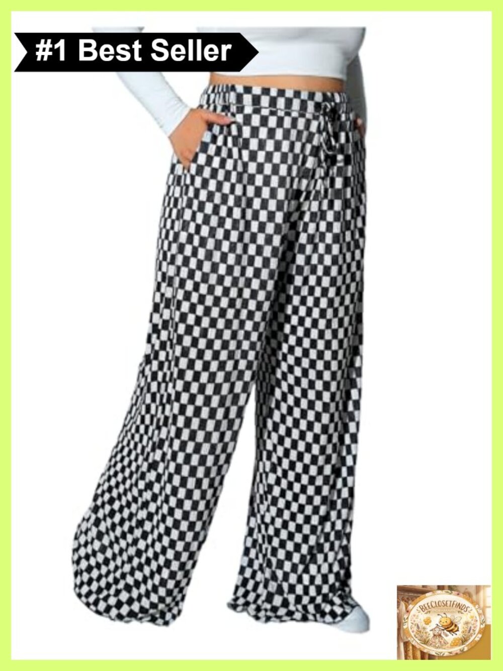 Plus Size Plaid Wide Leg Baggy Pants High Waisted Trousers
